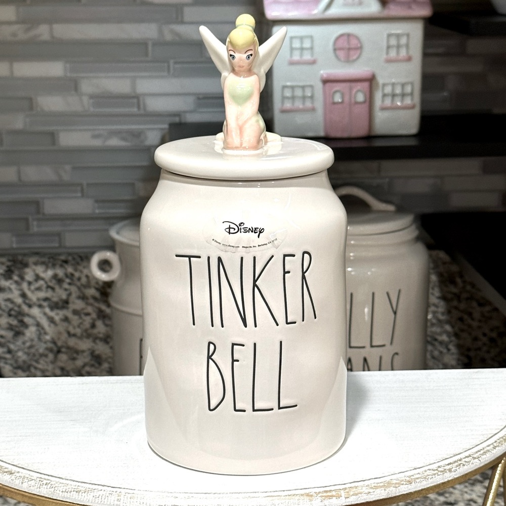 Rae Dunn Disney TINKER BELL ceramic canister with lid - New
